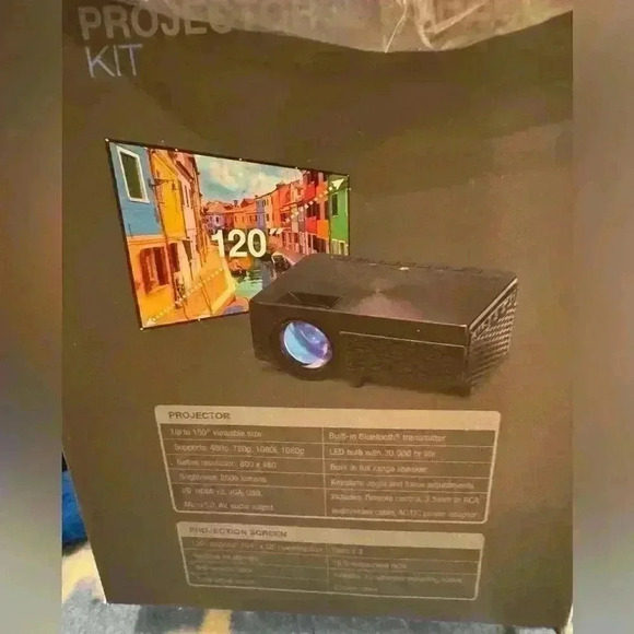 NIB GPX Bluetooth Projector and 120" Projector
Screen, PJ300VP brand new! - Picture 6 of 7